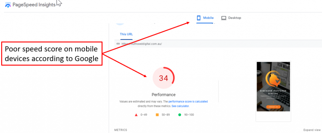 speed optimization on google speed test before molie devices